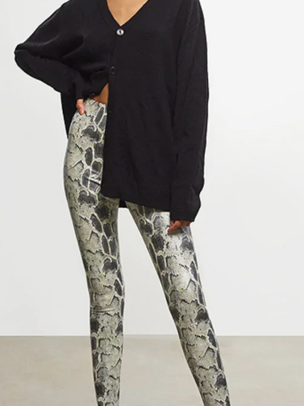 Commando Python Snake Print Reptile Leggings - Black/Gray